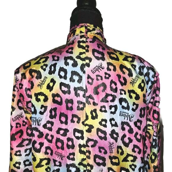 Abbey Dawn by Avril Lavigne Windbreaker Jacket Colorful Cheetah Print Small Rare - Picture 10 of 16